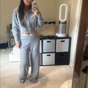 Gray Knit Hoodie and Pants Set